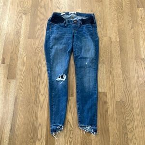 Madewell Women’s Maternity Skinny Blue Light Wash Cotton Distressed Denim Jeans